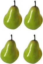 STOBAZA 4pcs Simulation Pear Fruit Model Decorative Craft Photography Props, Faux Fruit Decor for Home, Kitchen, and Events, Green