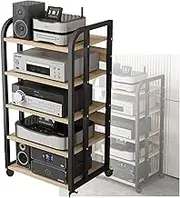 Removable AV Media Stand,Movable Record Player Component Cabinet,Adjustable Shelves,for Living Room Gaming Recording Studio,Load 200kg(Color2)