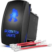 Nilight Sasquatch Lights Rocker Switch 5Pin Laser On/Off LED Light 20A/12V 10A/24V Switch Jumper Wires Set for Jeep Boat Trucks (90003B)