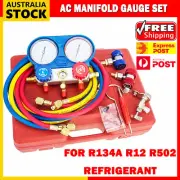 AC Gauge Set with Self Sealing & Puncturing R134A Can Tap with 5FT Hoses Adapter