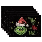 Christmas Placemats Set of 6,Winter Merry Xmas Ho Ho Ho Heat-Resistant Place ...
