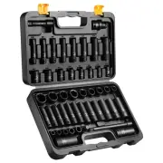48 Piece 3/8-inch Drive 6 Point Impact Socket Set, Standard and Deep, Metric ...