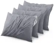 4 Pack Waterproof Pillow Protectors with Zipper King Size (Gray), Bed Bug and...