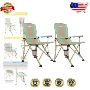 Rustic Green Camping Chairs - Foldable with Cup Holder & Back Support for Adults