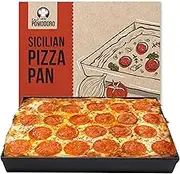 Sicilian Deep Dish Square Pizza Pan, 13.2 x 13.2 x 1.5 Inch, Non-stick Aluminum, Focaccia Crust, Dough Pre-Seasoned Bakeware Kitchenware