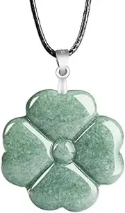 [NewZenro] Dainty Green Jade Clover Flower Choker Necklace for Women Delicate 925 Sterling Silver Heart 4 Leaf Lucky Love Natural Aventurine Quartz Charm Pendant Necklaces Rope Chain Handmade Fashion Trendy