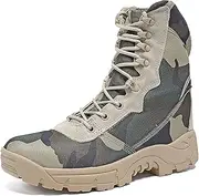[CLSQLXYJZC] Men Camouflage Training Boots for Men, Soft and Comfort High-top Non-slip Breathable Tactical Boots, for Outdoor Durable Rubber Sole Hiking Shoes