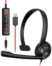 HW02 USB Headset with Microphone Noise Cancelling &in-line Control, Ultra Com...