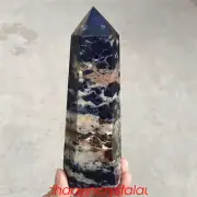 1.87LB Natural Sodalite Obelisk Quartz Crystal Point Wand Reiki Healing XA4399