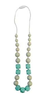Lil Jumbl Baby Teething Necklace Mint Green/White