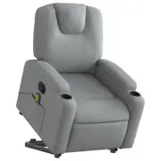 vidaXL Stand up Massage Recliner Chair Armchair Single Sofa Light Grey Fabric