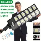 80000LM 504LED Commercial Solar Street Lights Sensor Remote Outdoor Flood Lamp