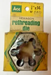 HANSON ACE 237814 7/8"-14 NF HEX DRIVE BOLT DIE, NEW IN ORIGINAL BOX