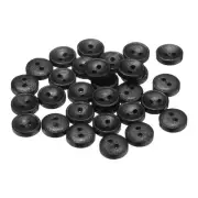30pcs Wooden Sewing Button 11.5mm 2 Holes Round Craft Buttons, Black