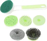 Multipurpose Kitchen Dish Brush Long Handle Scrubber Brush Replaceable Heads for Easy Cleaning