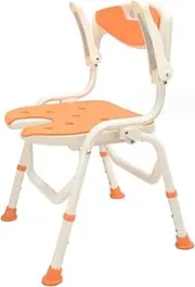 U-Shaped Shower Chairs Folding,Bath Chair with Back and Adjustable Armrest for Mobility,5 Levels Height Adjustable Shower Stools with Anti-Skid Rubber Feet,Max 330 Lbs