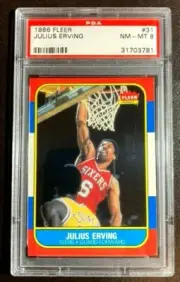 1986 Fleer Basketball #31 Julius Erving PSA 8 NM-MT