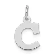 Sterling Silver Rhodium-Plated Block Letter C Initial Charm