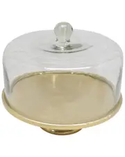 Alice Pazkus Hammered Cake Plate with Glass Dome