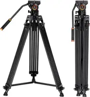 K&F Concept 72" DSLR Tripod Aluminum Transverse Center Column Video w/Fluid Head