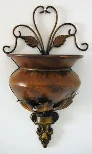 "Gilded Age"Weathered Antique Metal Leaf Wall Planter - JaNice Interiors Accents