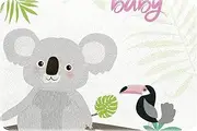 Door Mat, Outdoor Indoor Doormat, Durable Floor Mat Non Slip Rug, Front Doormat for Entryway, Patio, Cartoon Tropical Animal Koala Parrot