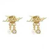 在飛比找遠傳friDay購物優惠-Dior J'adior 英字LOGO水鑽珍珠裝飾耳環.金