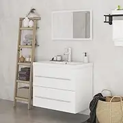 3 Piece Bathroom Furniture Set, White Wall Mounted Cabinet with Mirror for Spacious Storage Solutions