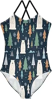 [RPLIFE] Swimsuit Toddler Girl, Summer Beach Bathing Suits Girls 3-10 Y, Cute Polar Bears Blue