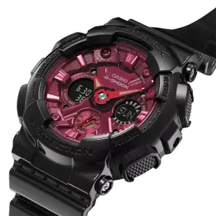 【CASIO 卡西歐】G-SHOCK 勃根地酒紅系列 雙顯手錶(GMA-S120RB-1A)