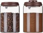 Glass Coffee Canister 900Ml X 2 Jar, Airtight Food Storage Container with Pop Li