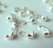 20 solid Sterling Silver Round Clam Shell Bead Tip Knot COVERs with 1 loop F97