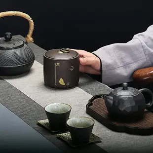 茶葉罐陶瓷密封罐小號存茶儲物罐家用紫砂便攜茶葉盒茶具