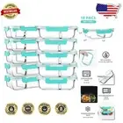 Premium Borosilicate Glass Meal Prep Containers with Snap Lock Lids - 10-Pack