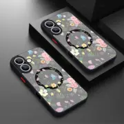 Magsafe Case For iPhone 16 15 Pro Max 14 13 12 11 Magnet Flower Shockproof Cover