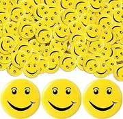 Jexine 300 Pcs Smile Face Button Pins 1 Inch Cute Smile Pinback Buttons Metal Smile Face Buttons Bulk for Classroom Teachers Kids Students Staff Clothes Gifts Backpacks Lapel Decoration (Yellow),