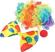 [FRCOLOR] 1Set Clown Costume Accessories with Wig and Bow Tie for Adults for Parties Halloween Cosplay and Stage Performances