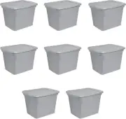 18 Gal Storage Tote, Stackable Bin with Lid, Plastic Container to Organize Cloth