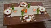 Pumpkin and Grapes on Burlap Table Runner (13"x27')