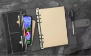 A5 loose leaf Writing note Notebook Retro Diary Notepad cow leather black Q402