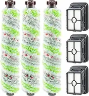 3 Pack Multi Surface Brush Roll 2306 and 3 Pack 1866 Vacuum Filter Fit for Bissell Crosswave 1785 2306 2551 Wet Dry (Color : Light Yellow)