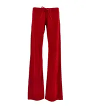 Balenciaga Distressed Drawstring Velvet Pants M red