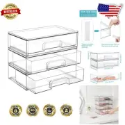 12.1''W Acrylic Makeup Storage Bins - Stylish Stackable Organizers, 3-Piece Set