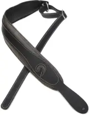 LM Products Long Worn S-Clef Rustic Padded Bass Strap - Black