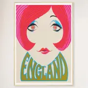 Galrie England Groovy Girl Vintage Poster - Retro 1960s Art for Home Decor, Wood Frame, 70 x 100cm (28 x 40inch)