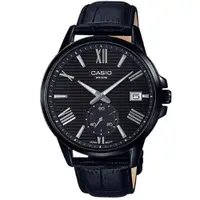 在飛比找蝦皮商城優惠-【CASIO】條紋時尚單眼羅馬紳士皮帶腕錶-黑框黑面(MTP