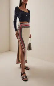 [Rabanne] Buttoned Cotton-Blend Maxi Skirt