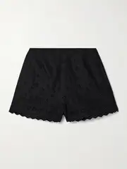 [DÔEN] DÔEN - Arbre Broderie Anglaise Cotton Shorts - Black - US12 US 12 Black