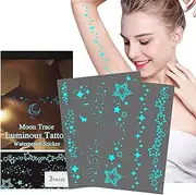 Glow in The Dark Stickers - Temporary Body Glitter Makeup Stickers - Gentle Cosmetic Patches Long Lasting Design for Women Arms Shoulders Ankles Parties Stage Performance