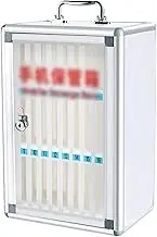 Portable Handle, Key Lock Wall-Mounted Cell Phones Storage Cabinet Cell Phone Cabinet Silver Storage Locker Box (Size : 24 Slots)